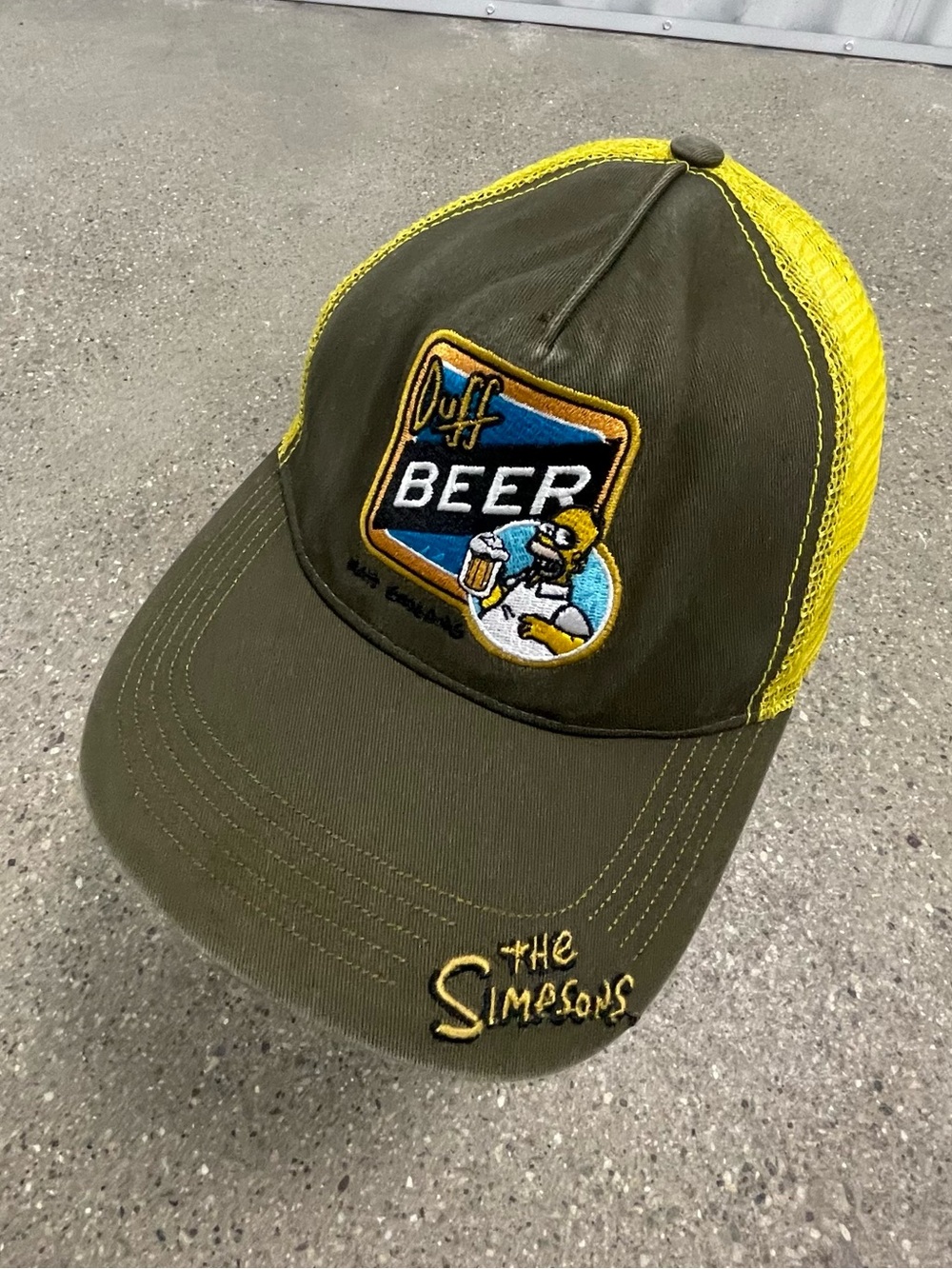Vintage THE SIMPSONS Rare Duff Baseball Cap hat Homer 2003 green yellow trucker
